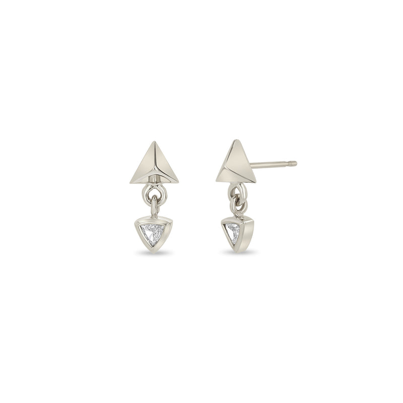 Zoë Chicco 14k Gold Triangle Pyramid & Trillion Diamond Bezel Drop Earrings