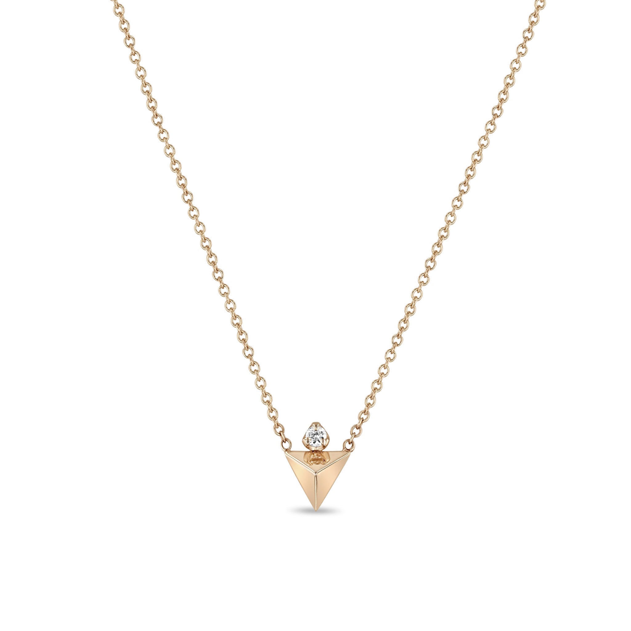 Zoë Chicco 14k Gold Diamond & Triangle Pyramid Necklace