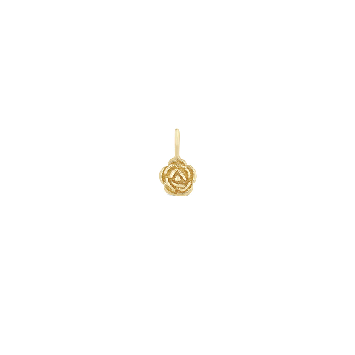 Zoe Chicco 14k gold rose charm on a white background