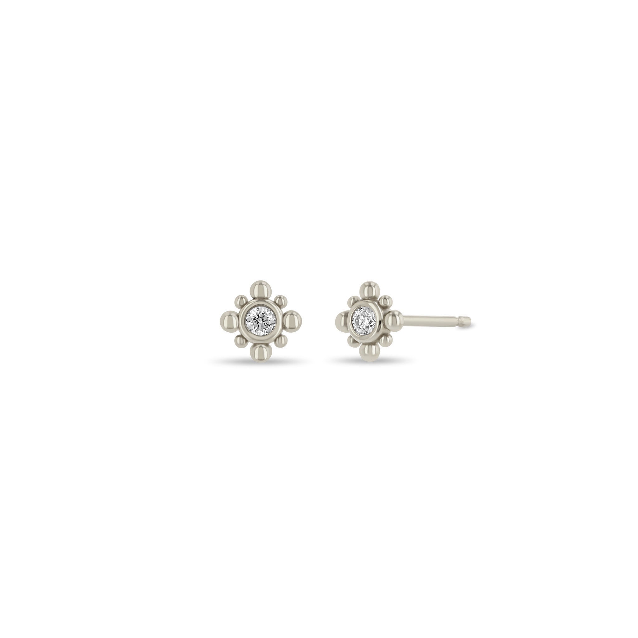 Zoë Chicco 14k Gold Tiny Bead Diamond Starburst Earrings