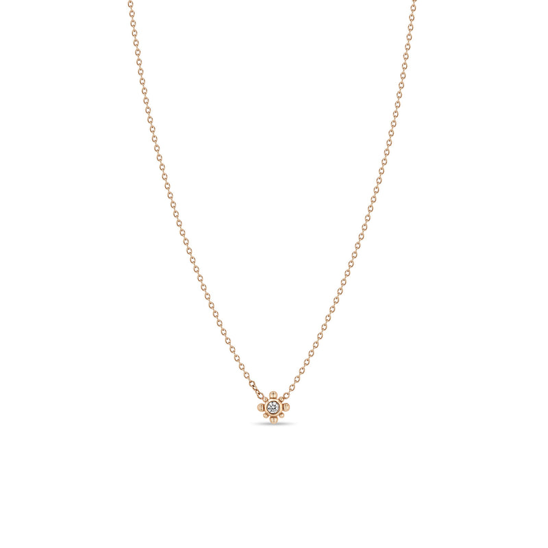 Zoë Chicco 14k Rose Gold Tiny Bead Diamond Starburst Necklace