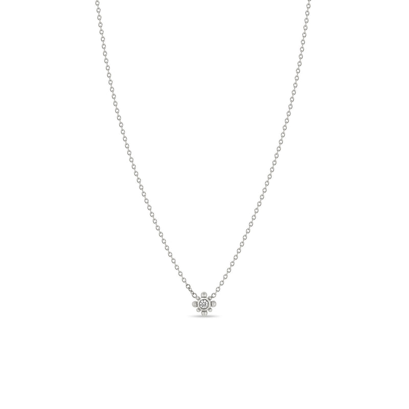 Zoë Chicco 14k White Gold Tiny Bead Diamond Starburst Necklace