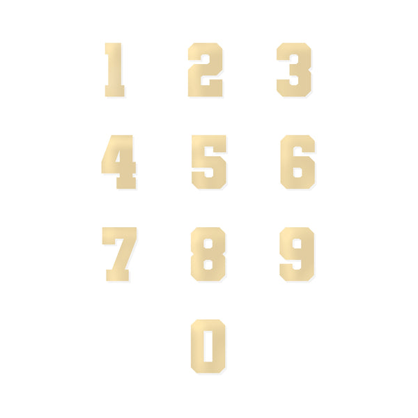 Zoë Chicco 14k Yellow Gold Varsity Numbers 0-9 listed in a grid format