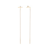 14k Stacked Diamond Bar Chain Threader Earrings