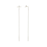 14k Stacked Diamond Bar Chain Threader Earrings