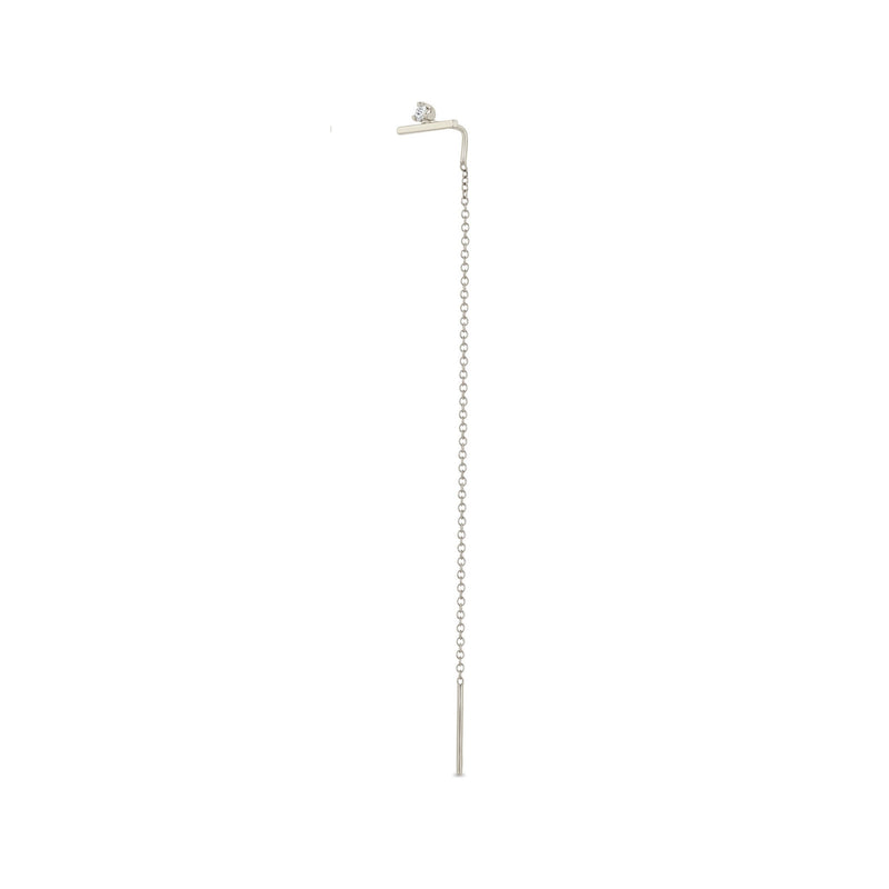 14k Stacked Diamond Bar Chain Threader Earrings