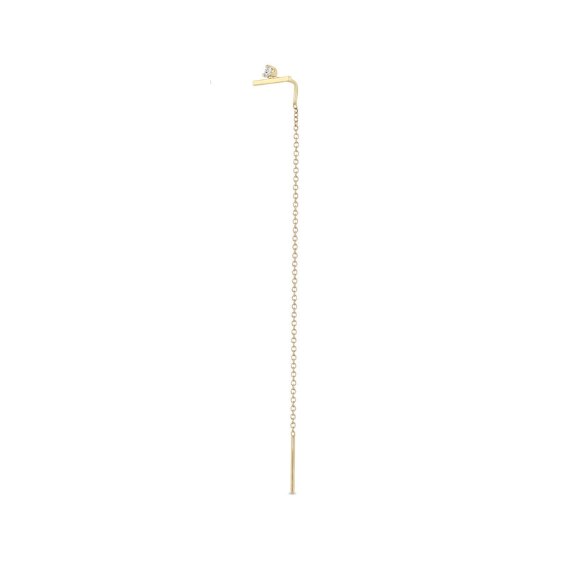 14k Stacked Diamond Bar Chain Threader Earrings