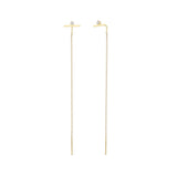14k Stacked Diamond Bar Chain Threader Earrings