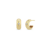 Zoë Chicco 14k Yellow Gold Wide Chubby Huggie Hoops with Bead Set Diamond