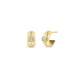 Zoë Chicco 14k Gold Emerald Cut Diamond Chubby Huggie Hoop Earrings