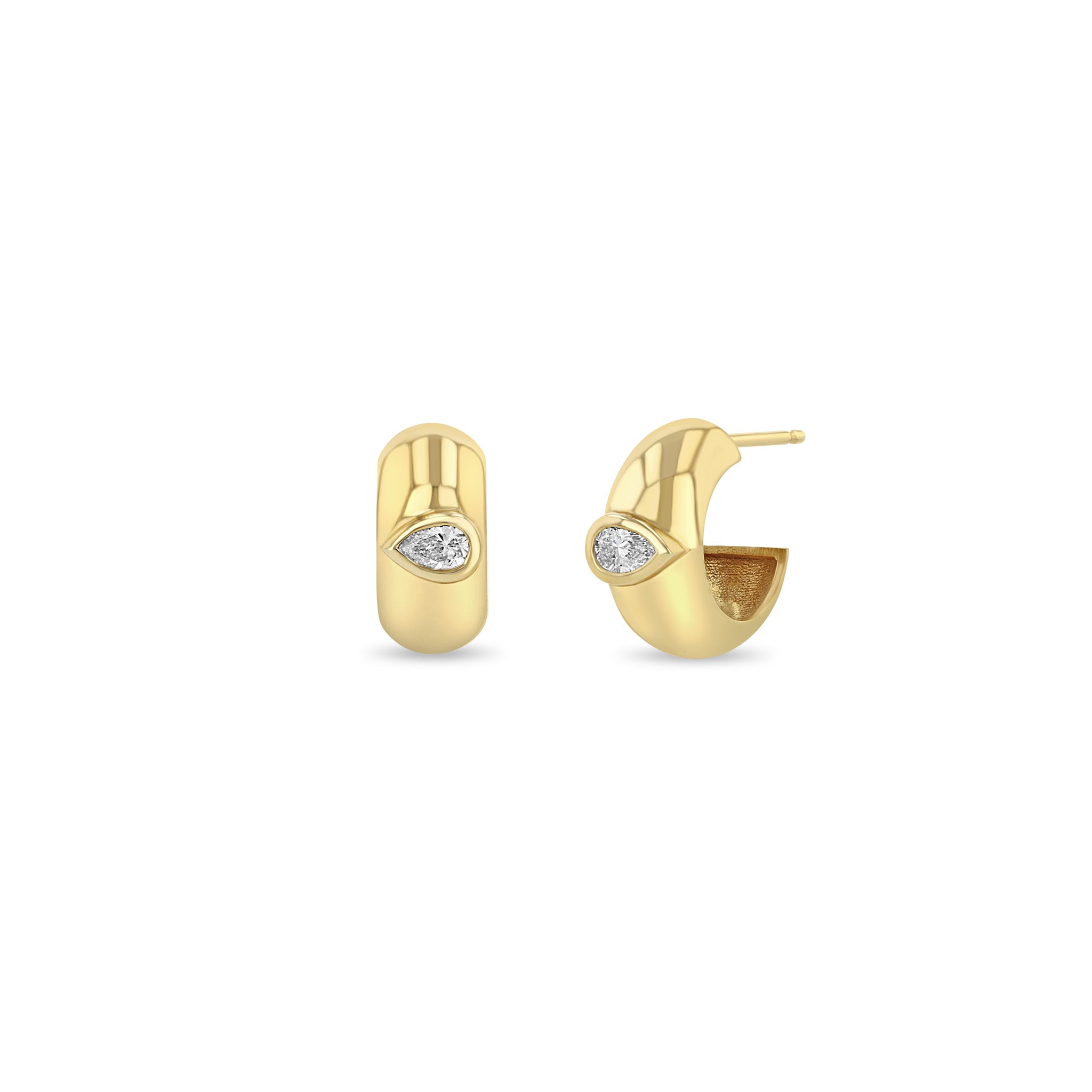 Zoë Chicco 14k Gold Pear Diamond Chubby Huggie Hoop Earrings – ZOË CHICCO