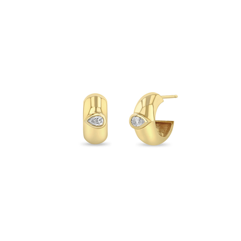 Zoë Chicco 14k Gold Pear Diamond Chubby Huggie Hoop Earrings