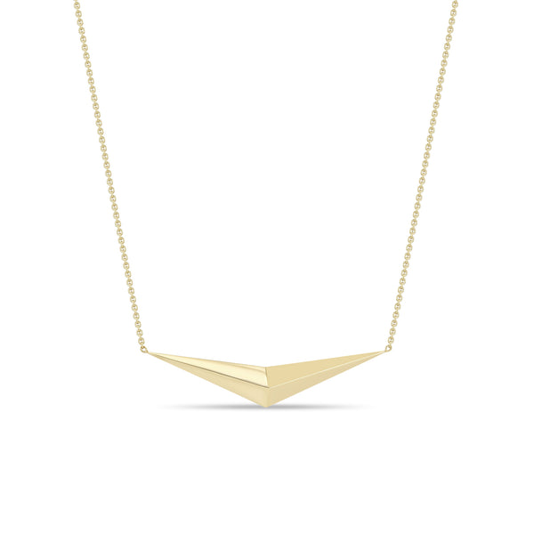 Zoe Chicco 14k gold necklace with a geometric pendant on a white background
