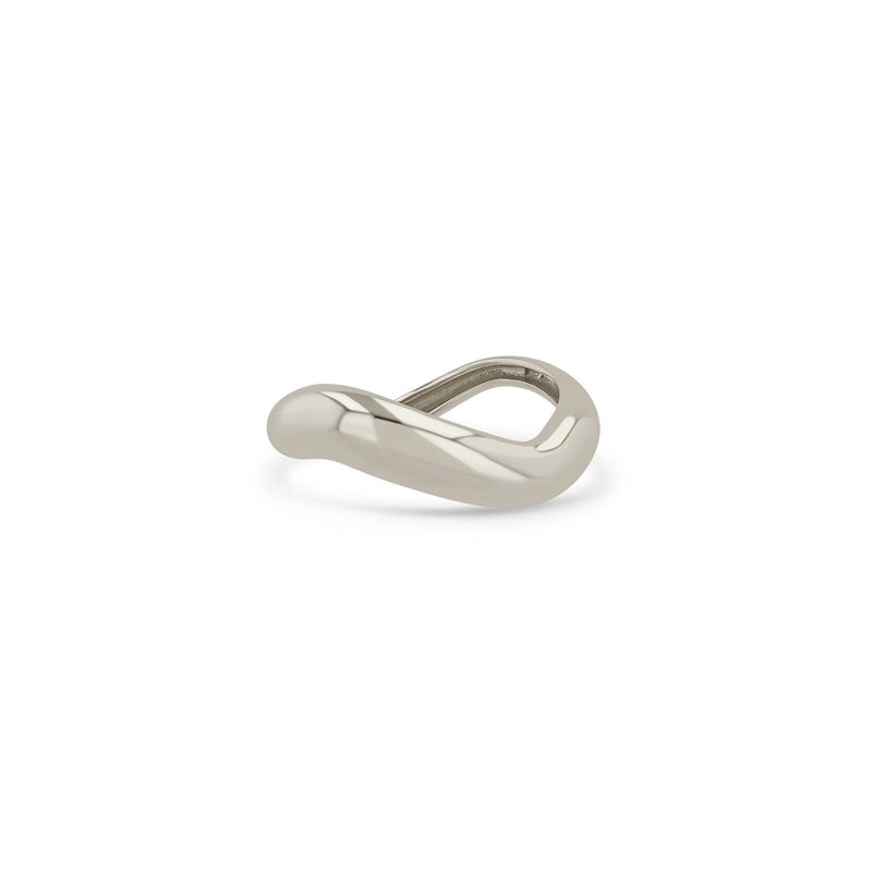 Zoe Chicco 14k white gold wave shaped ring on a white background