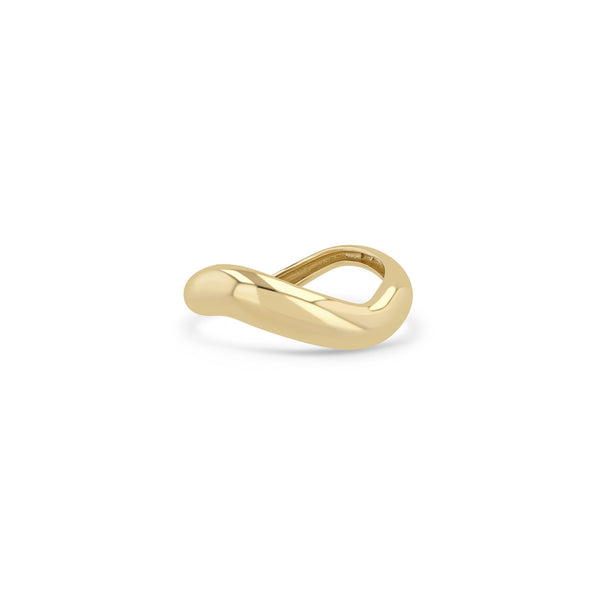 Zoe Chicco 14k gold wave shaped ring on a white background