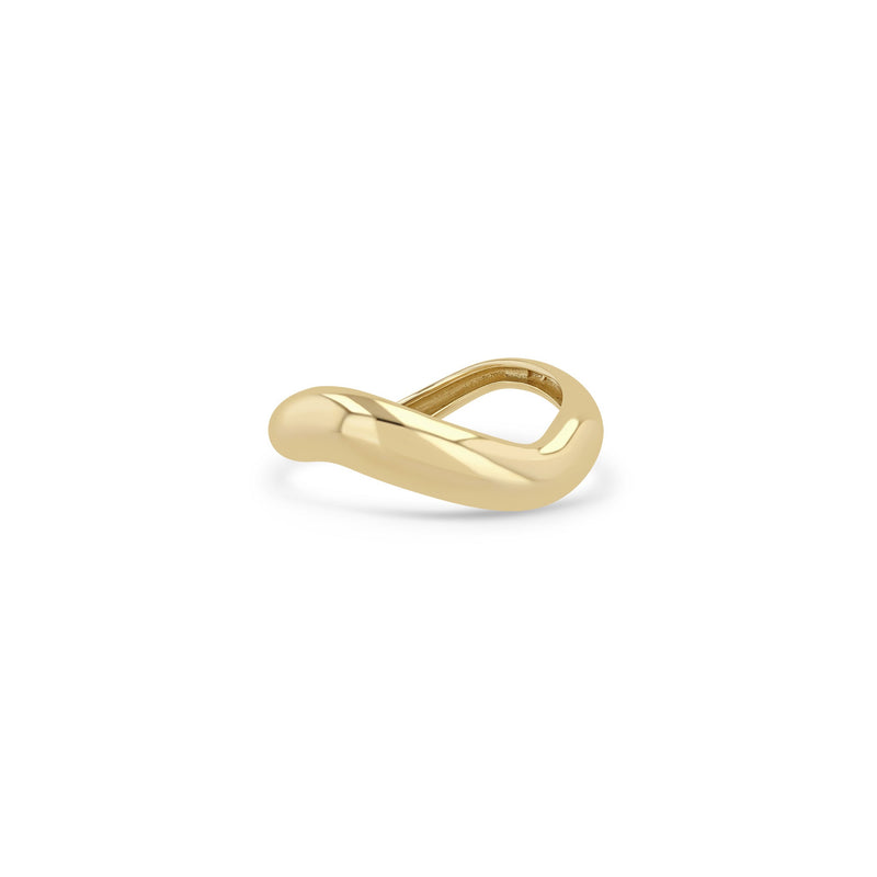 Zoe Chicco 14k gold wave shaped ring on a white background