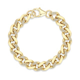 top down view of a Zoë Chicco 14k Gold & Alternating Pavé Diamond XL Curb Chain Bracelet