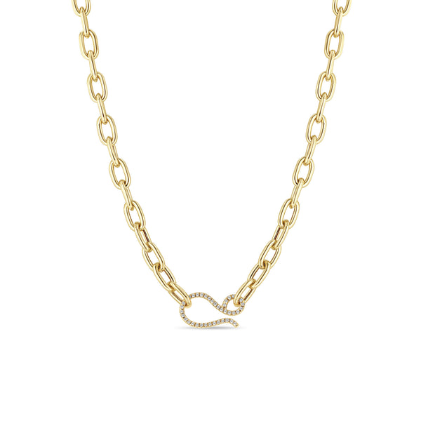 Zoë Chicco 14k Gold Extra Large Square Oval Chain with Diamond Hook Closure