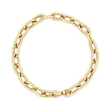 top down view of a Zoë Chicco 14k Gold XL Square Oval Link Bracelet With Swivel Clasp