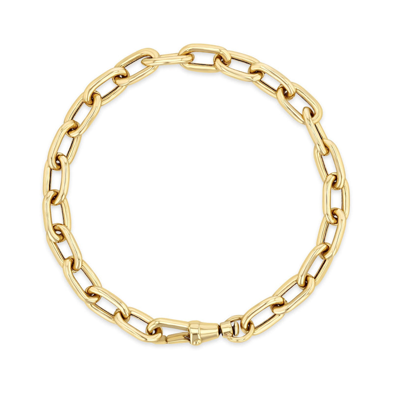 top down view of a Zoë Chicco Men's 14k Gold XL Square Oval Link Chain Bracelet with Swivel Clasp