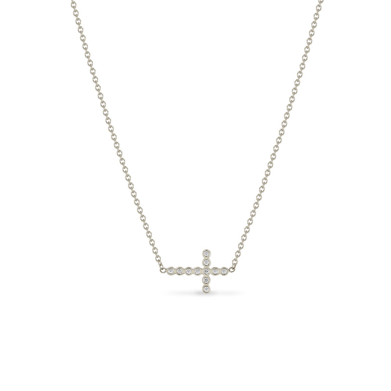 Zoë Chicco 14k Gold Small Diamond Bezel Cross Necklace