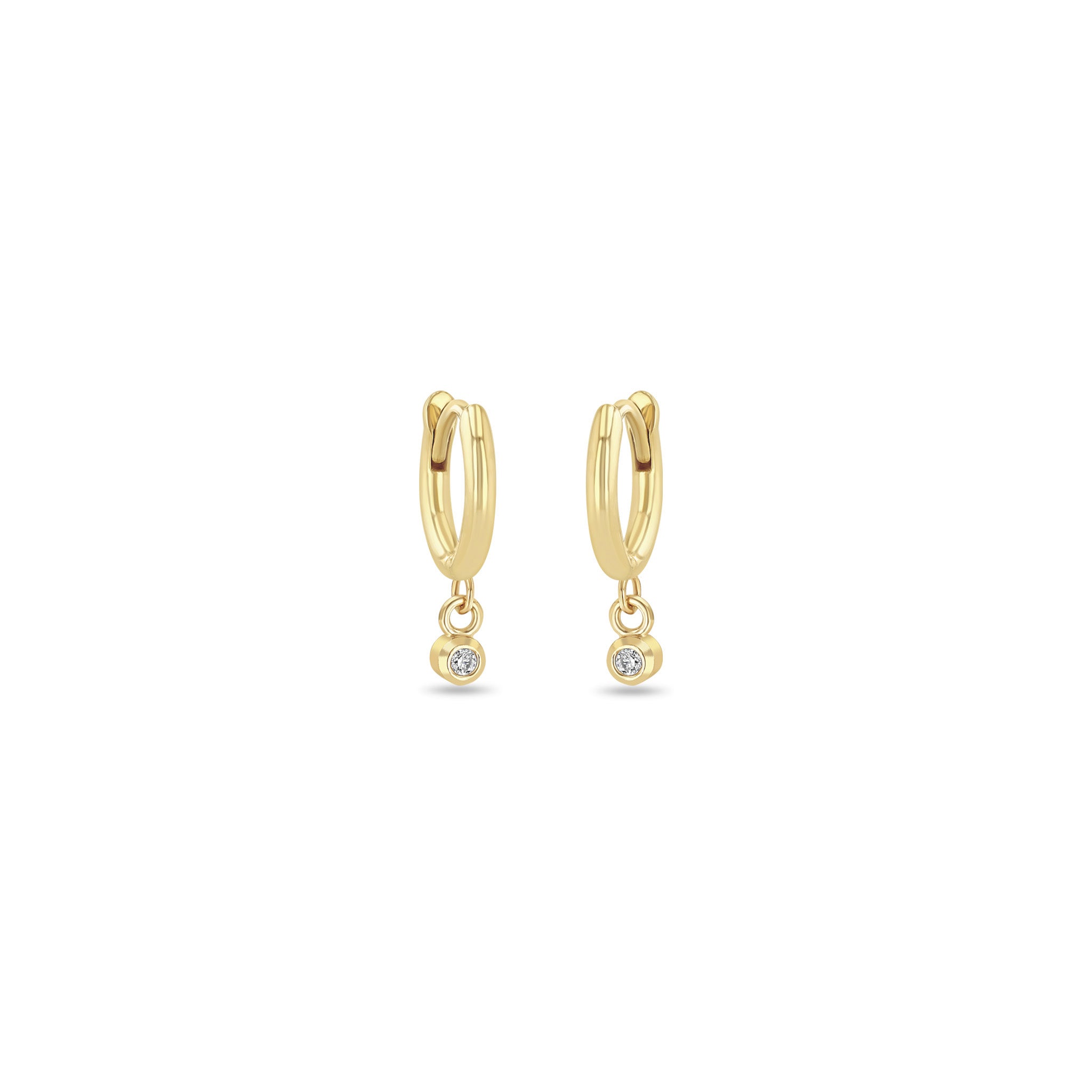 Zoë Chicco 14k Gold Dangling Diamond XS Hinge Huggie Hoop Earrings ...
