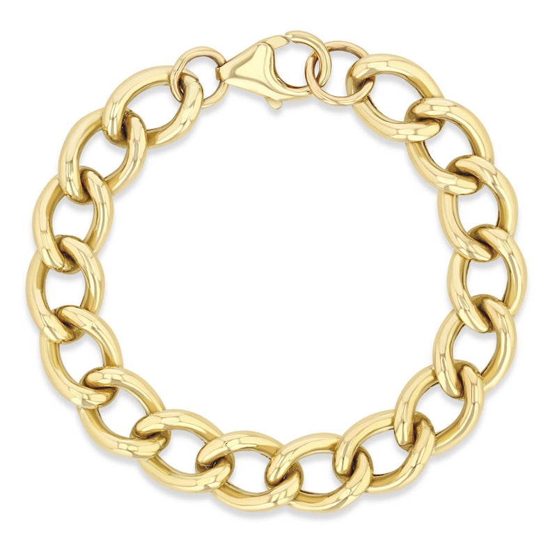 top down view of a Zoë Chicco 14k Gold XXL Open Link Curb Chain Bracelet