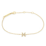 Zoë Chicco 14k Gold Midi Bitty Pavé Diamond Zodiac Bracelet with a Pisces symbol