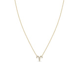 Zoe Chicco 14k yELLOW Gold Midi Bitty Pavé Diamond Aries Zodiac Necklace