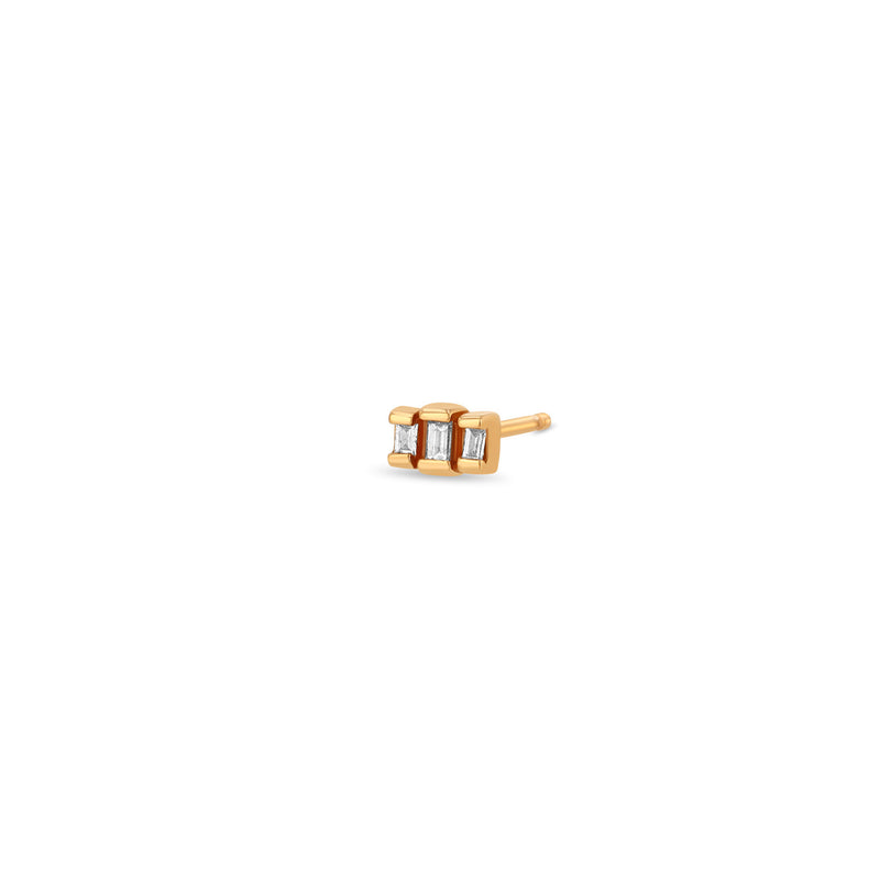 Single Zoë Chicco 14k Gold 3 Stepped Tiny Baguette Diamond Stud Earring