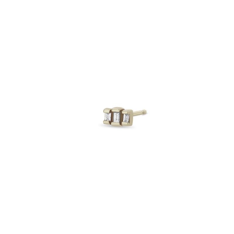 Single Zoë Chicco 14k Gold 3 Stepped Tiny Baguette Diamond Stud Earring
