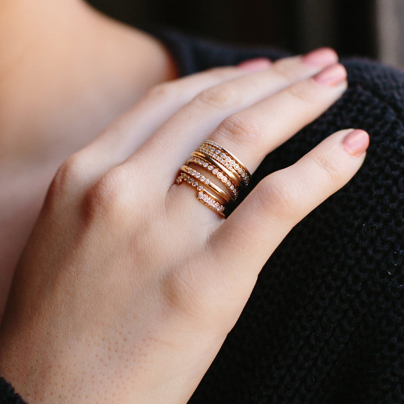 14k 5 Tiny Diamond Bezel Ring - SALE