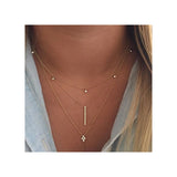 14k Vertical 11 Tiny Diamond Bezel Bar Necklace - SALE