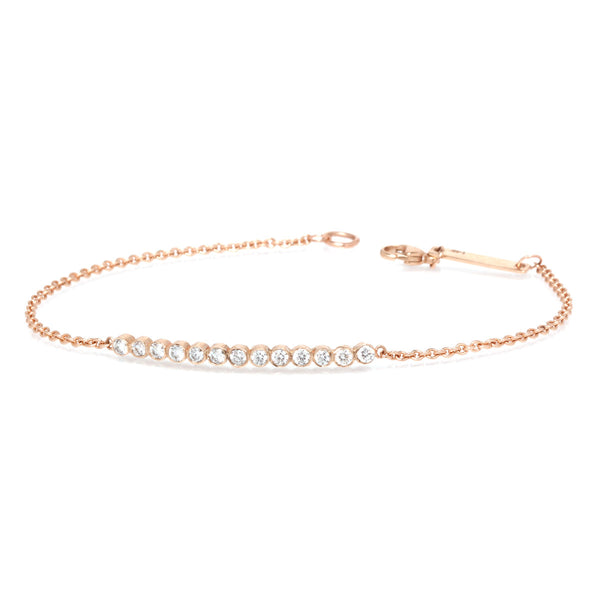 Zoë Chicco 14kt Rose Gold 13 White Diamond Bezel Set Curved Bar Bracelet