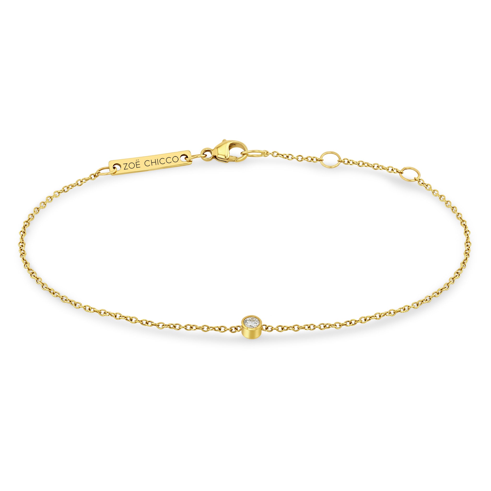 Zoë Chicco 14k Gold Single Diamond Bezel Bracelet – ZOË CHICCO