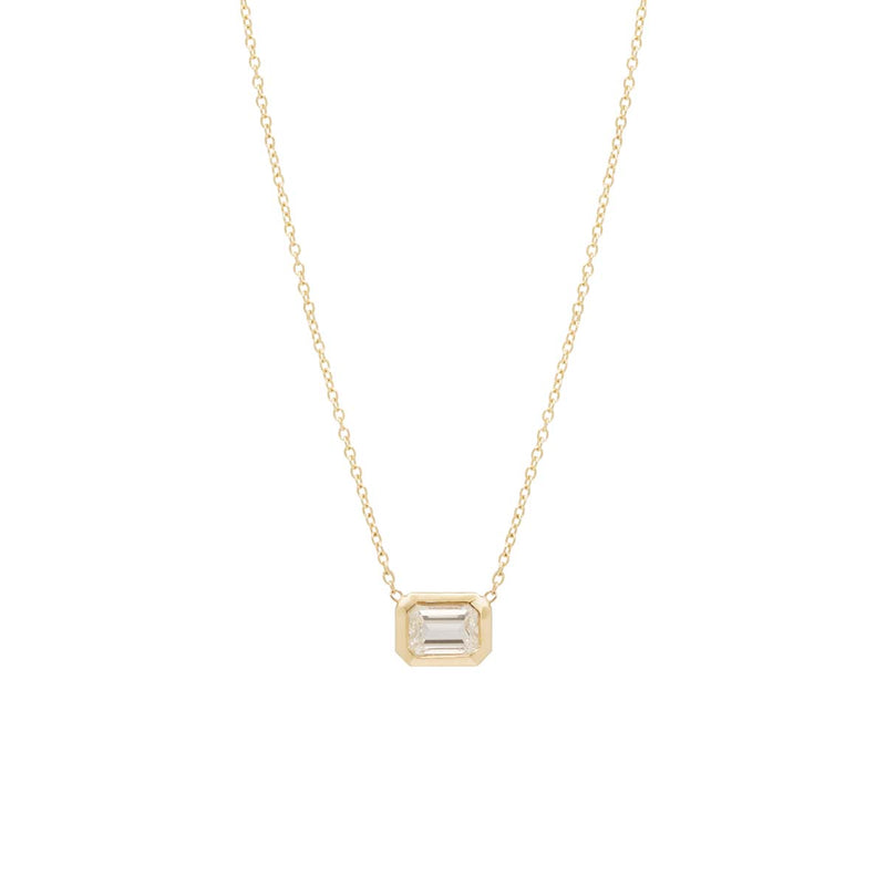 Zoë Chicco 14kt Gold Emerald Cut Diamond Bezel Pendant Necklace – ZOË ...