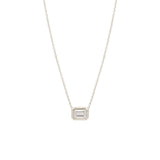 Zoë Chicco 14kt White Gold Emerald Cut White Diamond Necklace