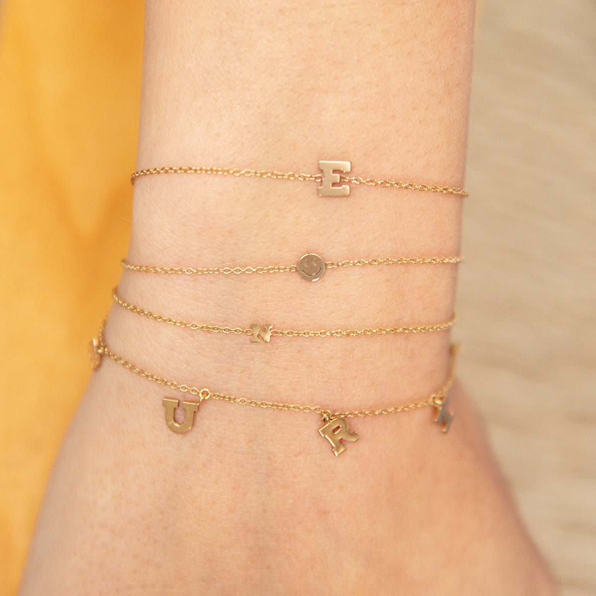 14k Gold Initial Letter Bracelet