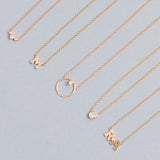 Zoë Chicco 14kt Gold 2 Initial Letter with Diamond Bezel Necklace
