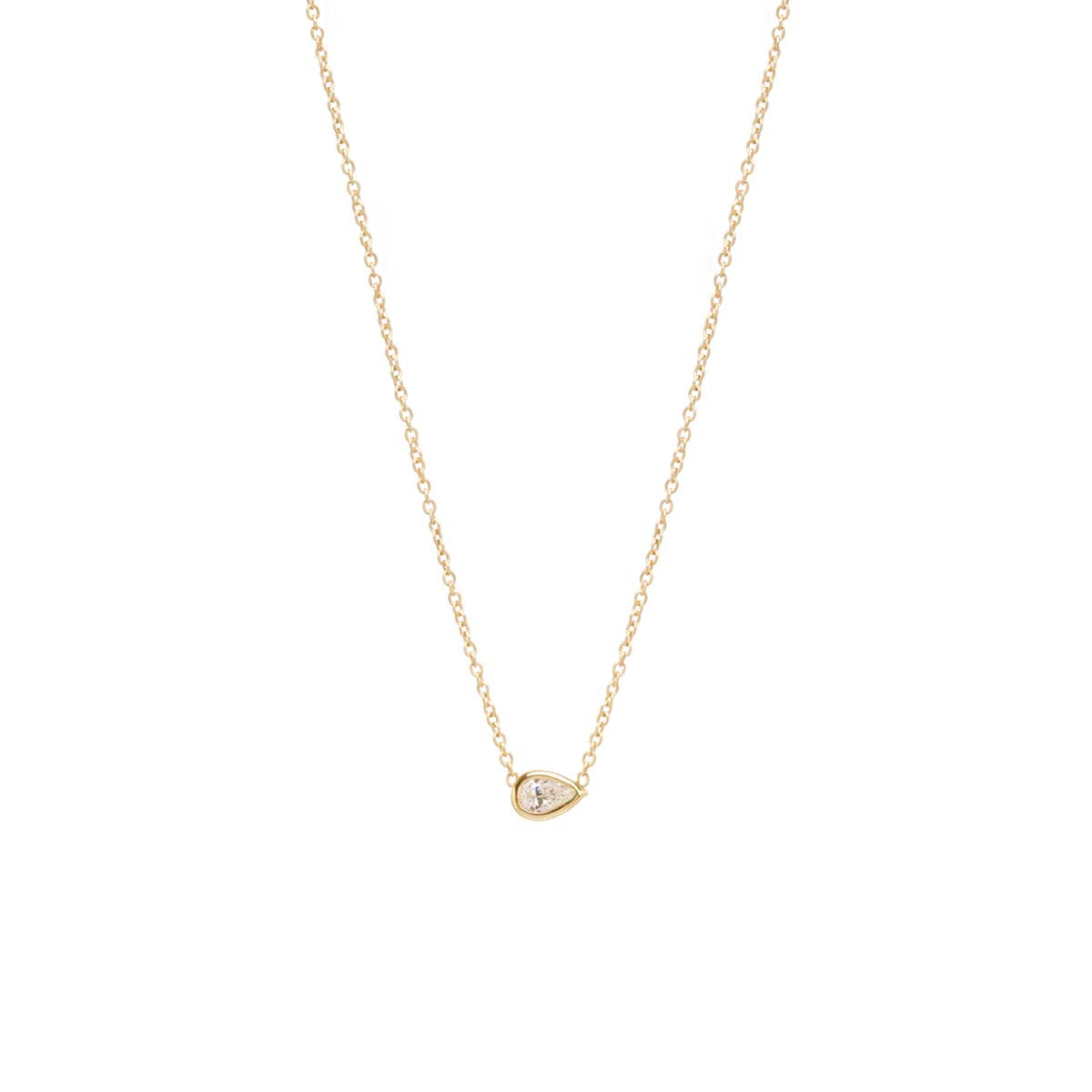 Zoë Chicco 14kt Gold Horizontal Pear Shaped Diamond Pendant Necklace ...
