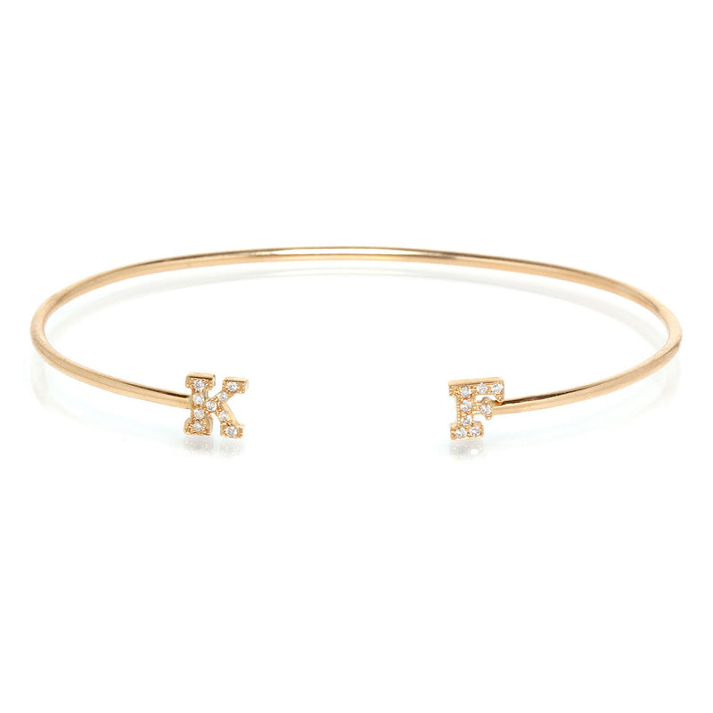 Zoë Chicco 14k Gold 2 Pavé Diamond Letter Cuff Bracelet – ZOË CHICCO