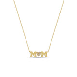 Zoë Chicco 14k Gold MOM with Pave Diamond Heart Necklace