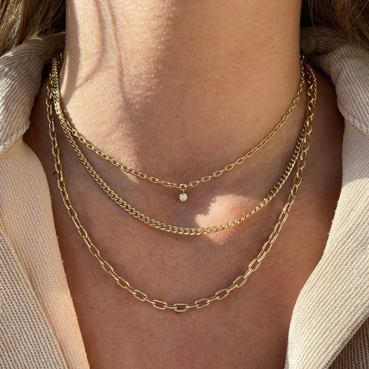 ネックレス・ペンダント LAZY DAWN square layered chain necklace Luxe layered Tennis necklace – Shedean