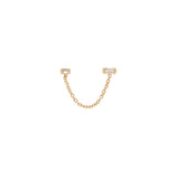 Zoë Chicco 14k Gold Baguette Diamond Double Stud Chain Earring