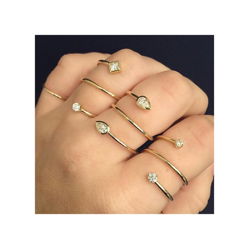 14k Pear Diamond Double Wrap Ring