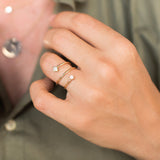 woman wearing 14k Princess & Prong Diamond Double Wrap Ring