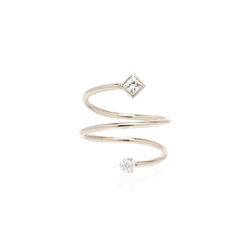 14k Princess & Prong Diamond Double Wrap Ring