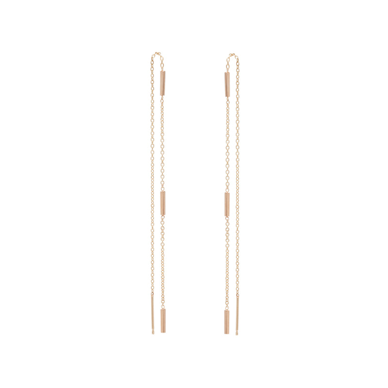 Zoë Chicco 14kt Rose Gold 3 Tiny Bars Threader Earrings