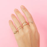 14k Tiny Diamond Bezel Bar Double Band Ring
