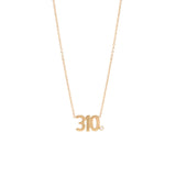 14k Triple Number with Diamond Bezel Necklace